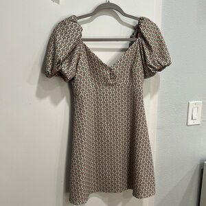 Alice + Olivia Patterned Puff Sleeve Mini Dress